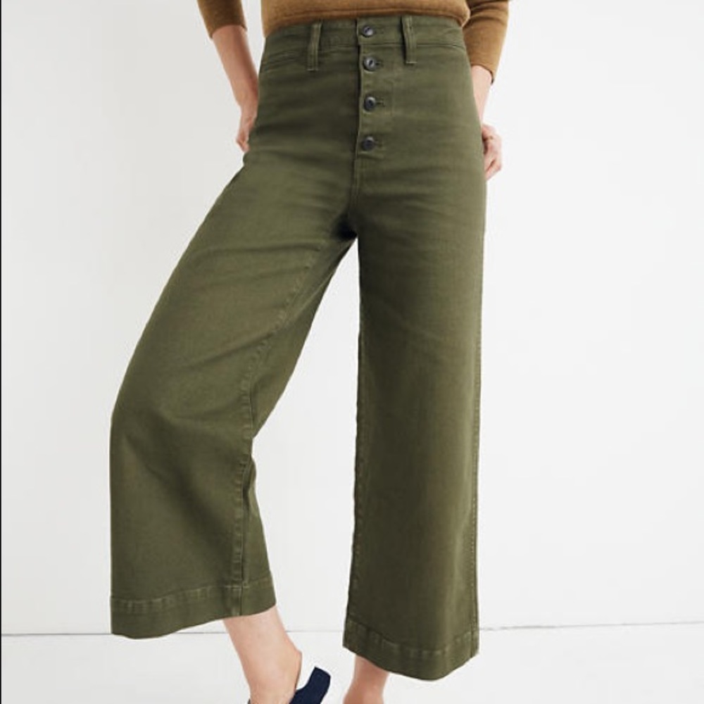 Madewell Emmett Wide Leg Button Fly, size 25 Green